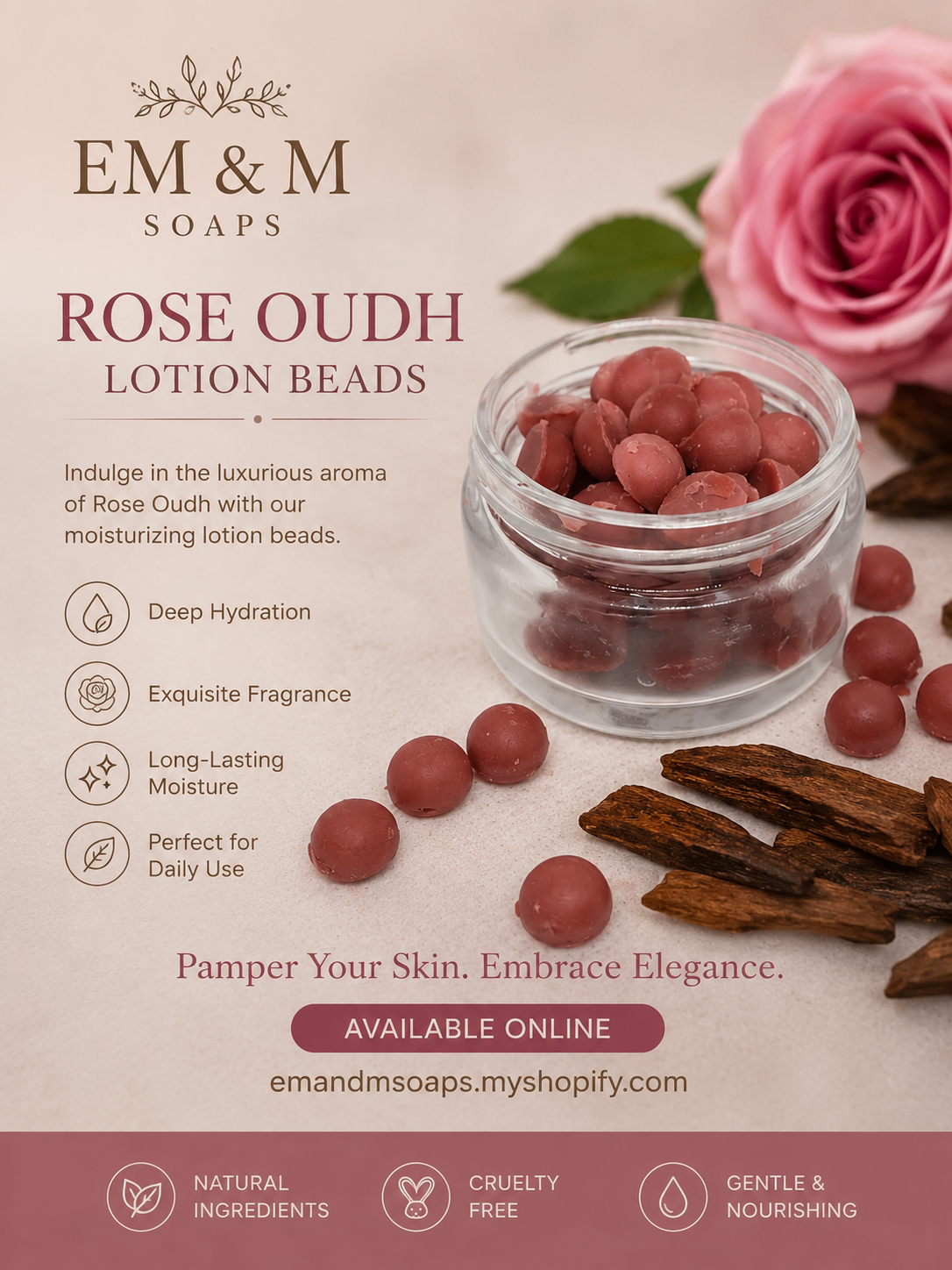 Rose Oudh Lotion beads