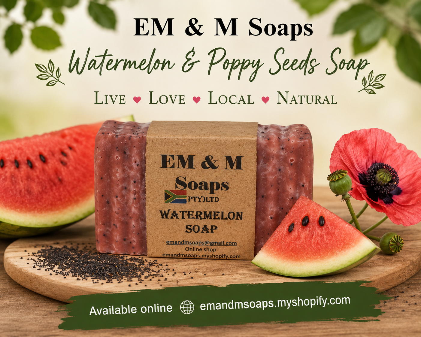 Watermelon with poppy seeds Soap